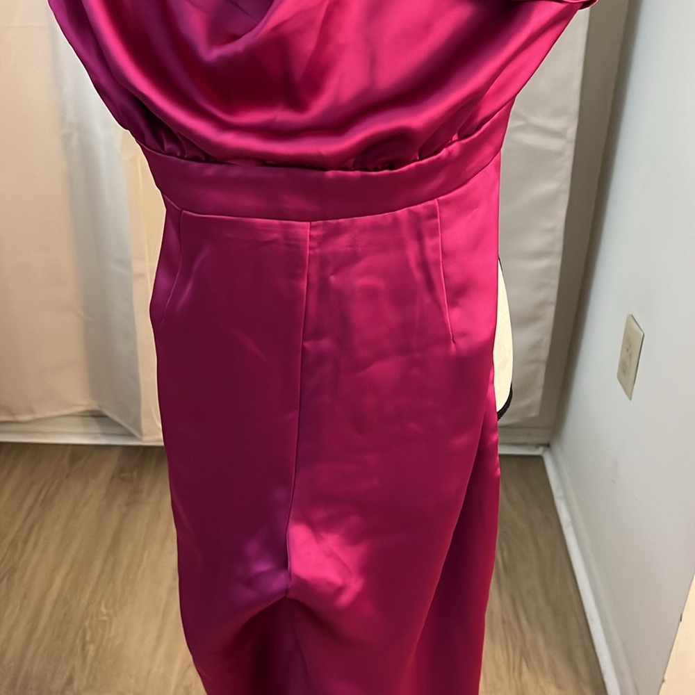 NWT INC Satin Fuschia Jumpsuit - Picture 3 of 7